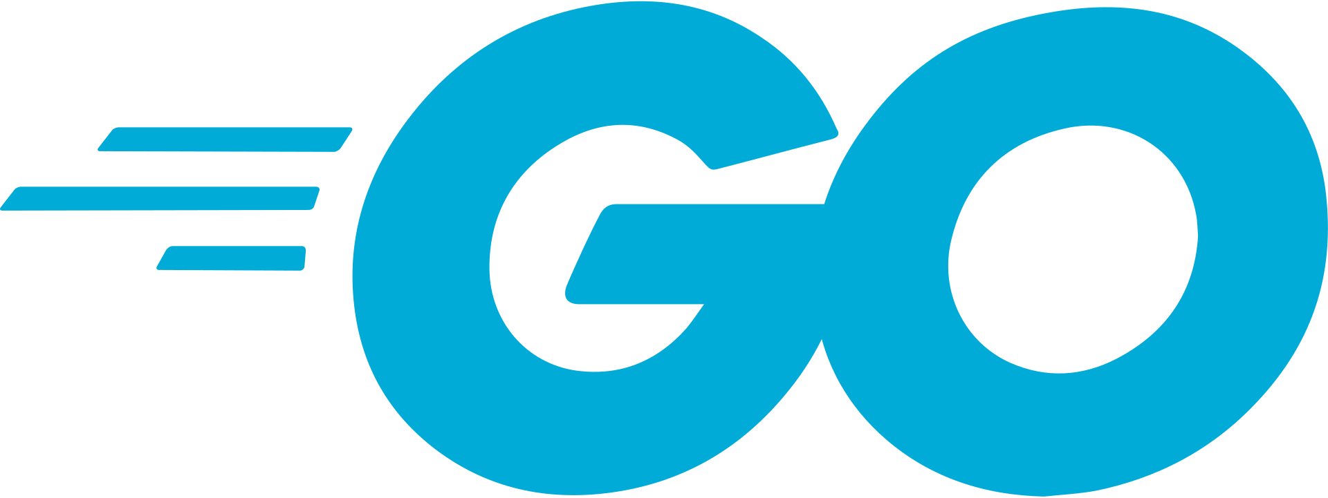 Go programlama dilinin mavi ve cyan renkleriyle tasarlanmış, hızı ve verimliğini simgeleyen logo.